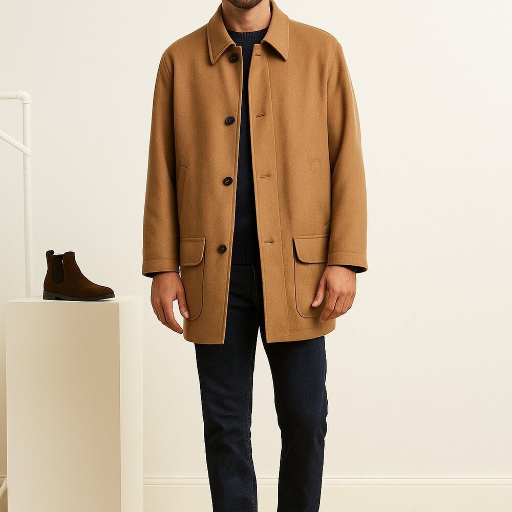 Schneiders shurwolle mit cashemere‎ men's Brown Overcoat size 42 USA